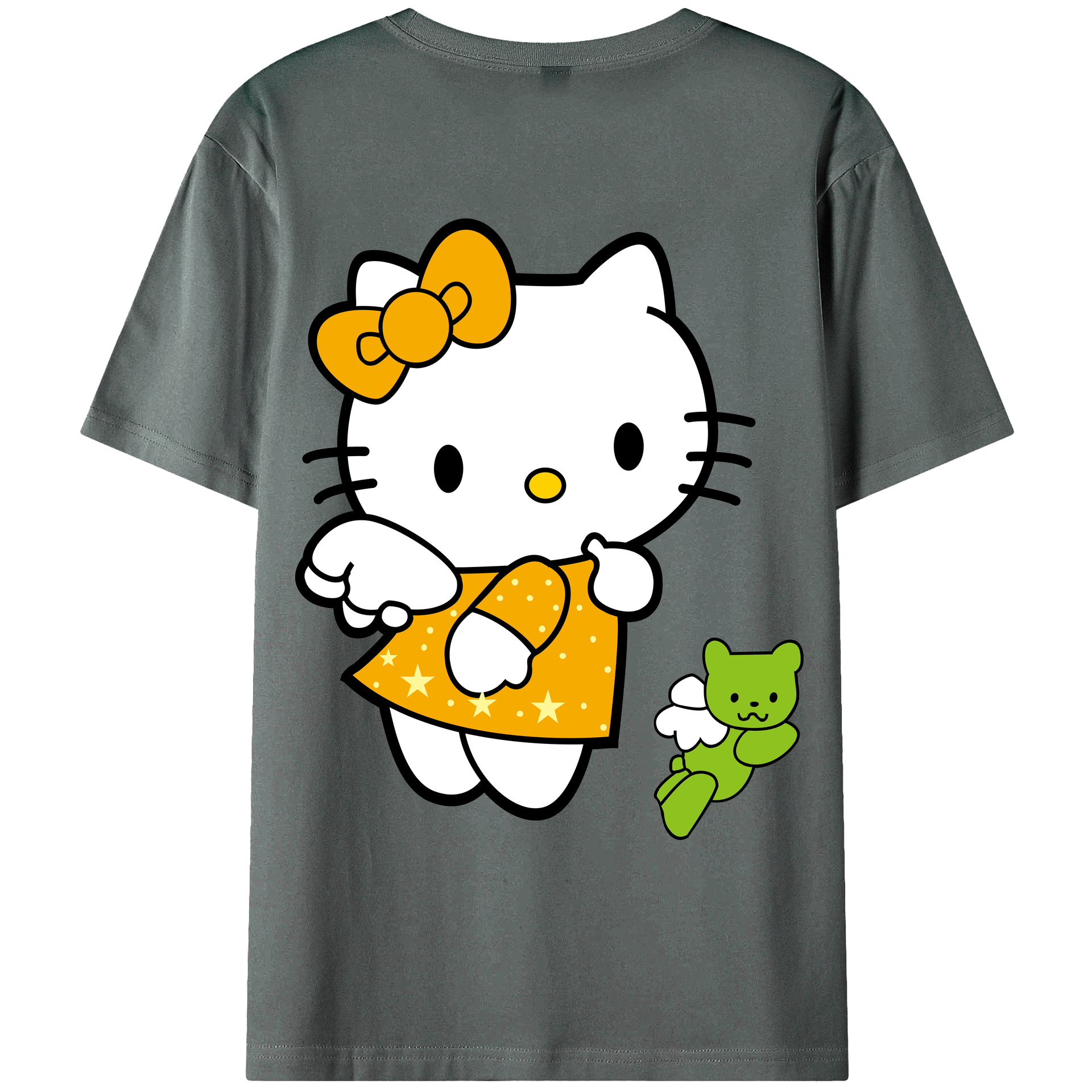 （画像用） Hello Kitty ハローキティ 綿100％ メンズ半袖Tシャツ（バックプリント） 通気性